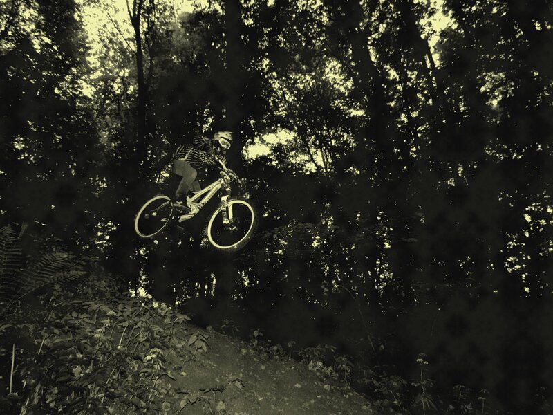 Mountain biker in mid-air
