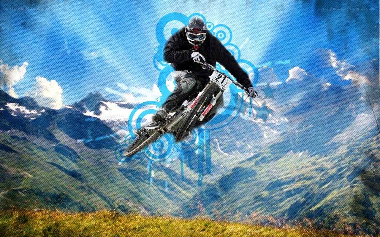 Mountain biker in mid-air