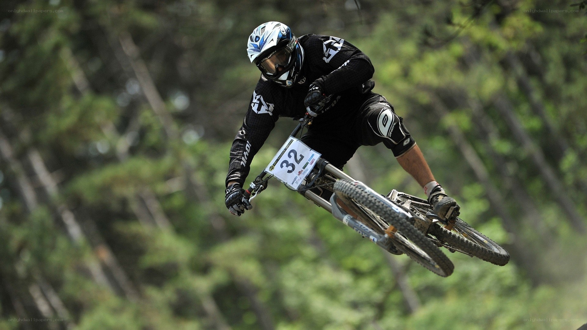 Mountain biker in mid-air