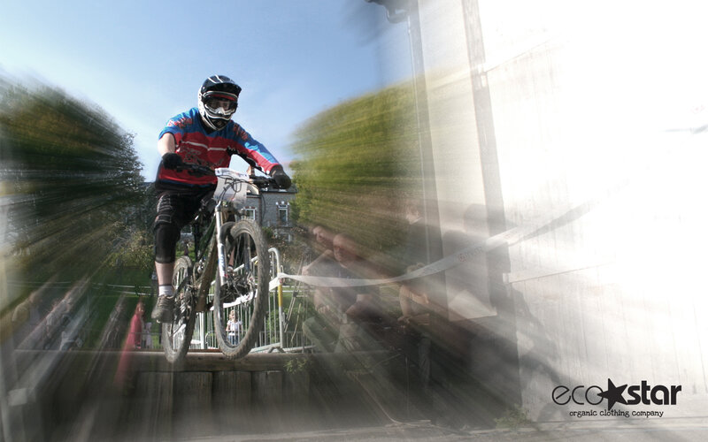 Mountain Biker in Mid-air — Blue