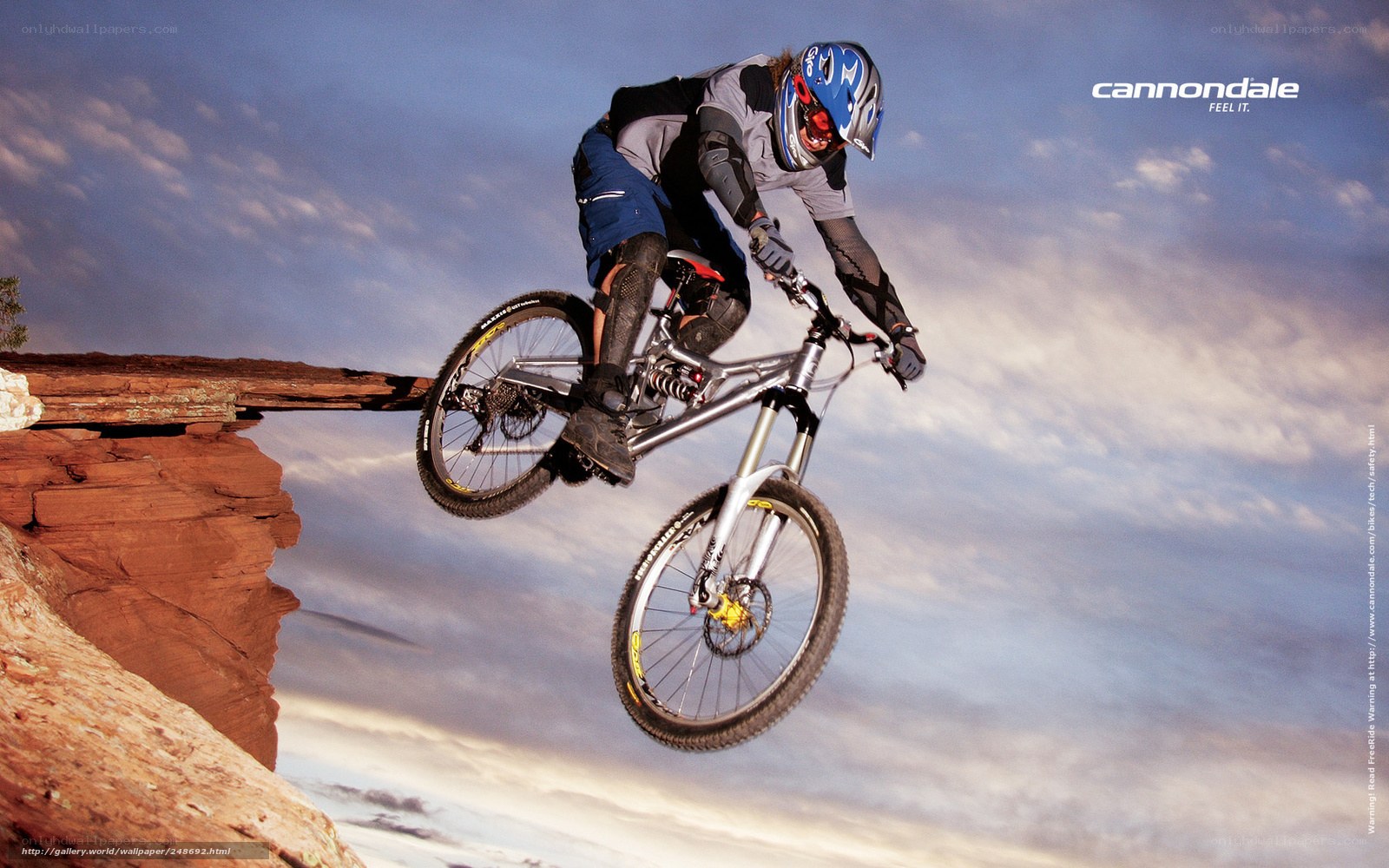 Mountain biker in mid-air jump