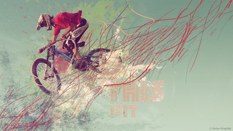 Mountain Biker in Mid-air — Red