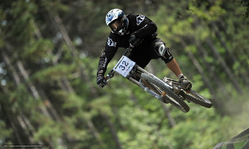 Mountain biker in mid-air