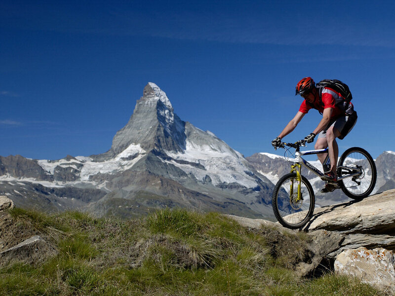 Mountain biker near Matterhorn