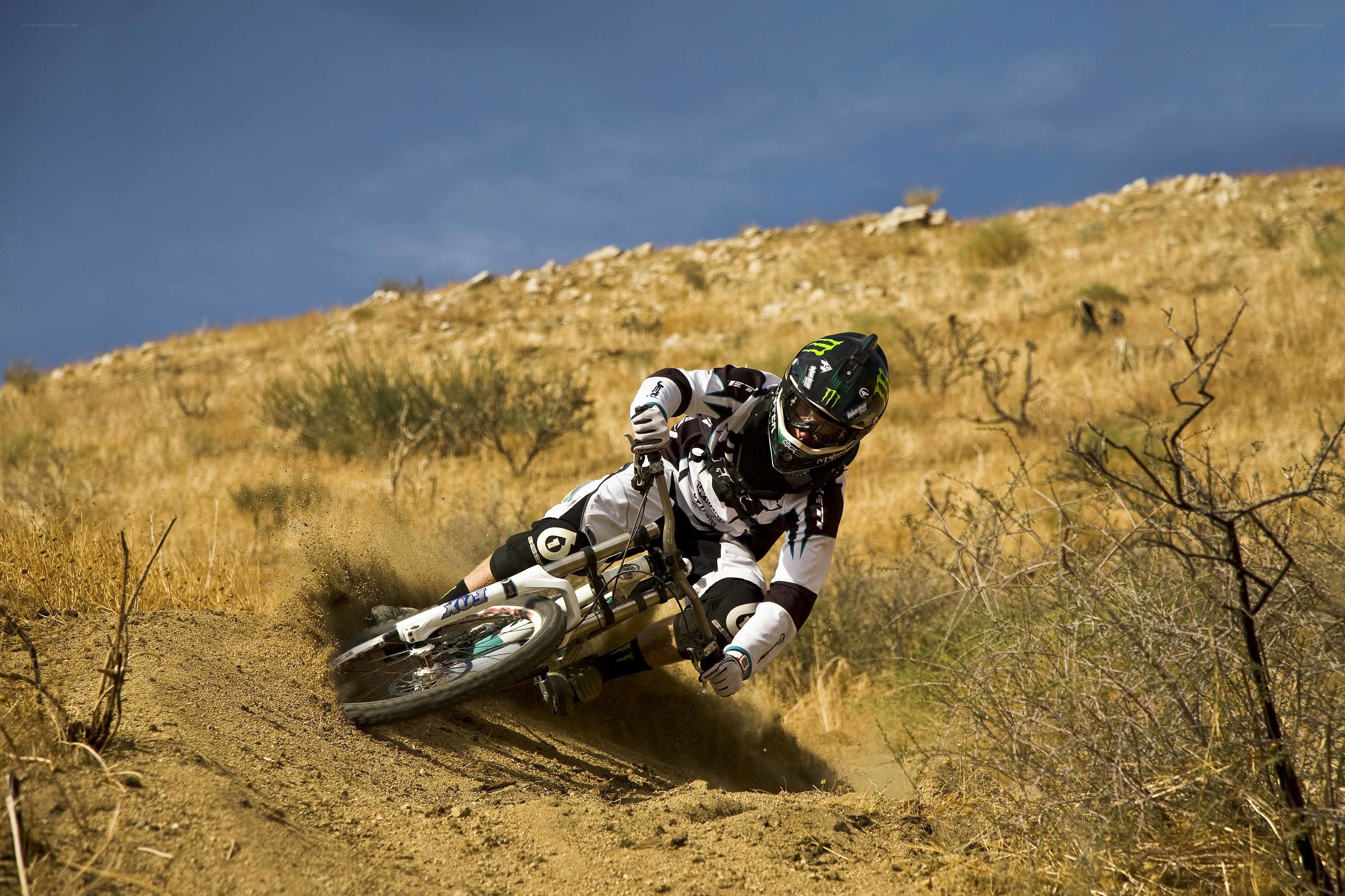 Mountain biker on a dirt trail