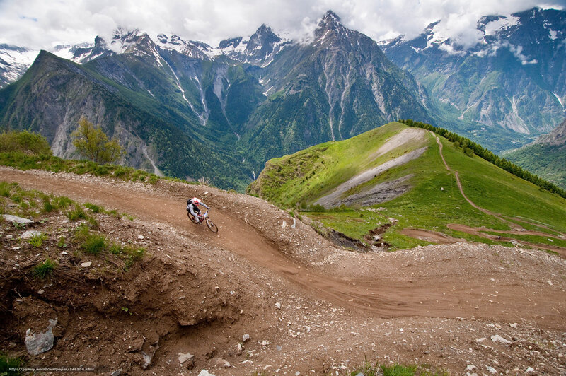 Mountain biker on a dirt trail
