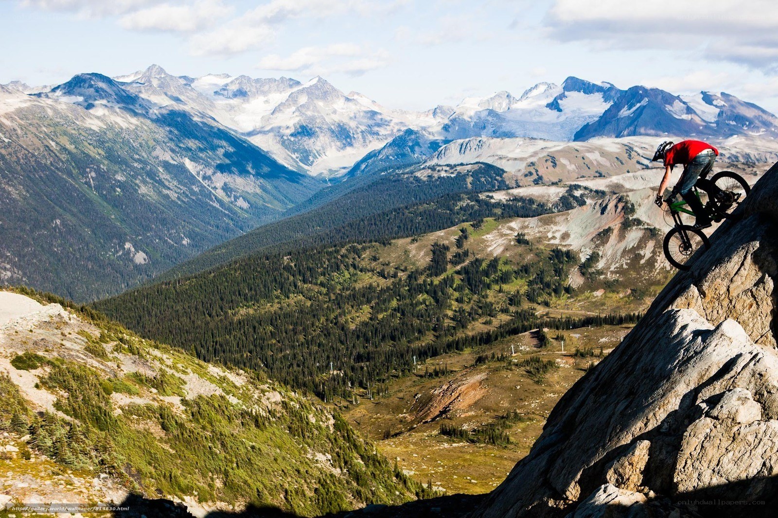 Mountain biker on a steep descent