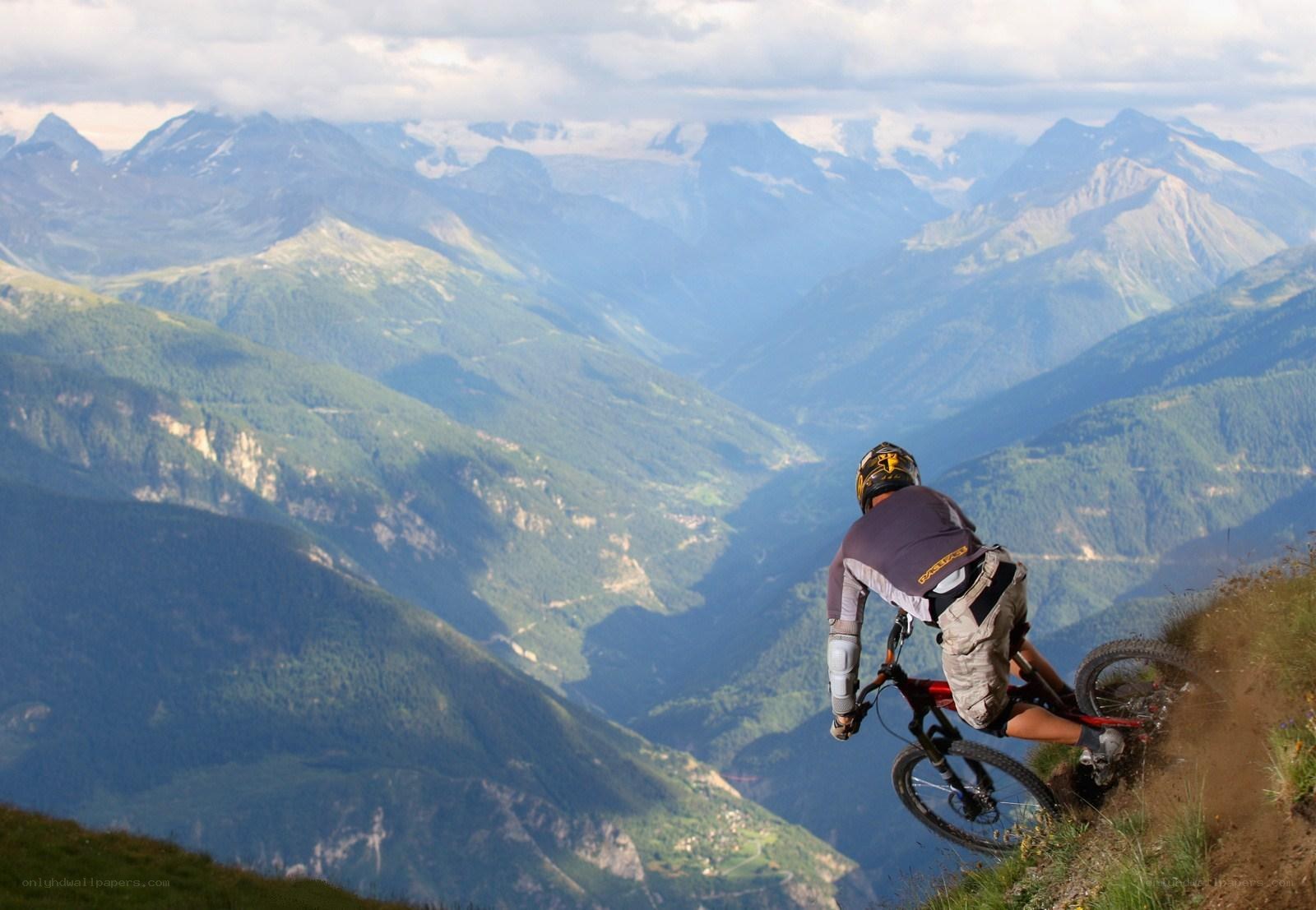 Mountain biker on a steep trail