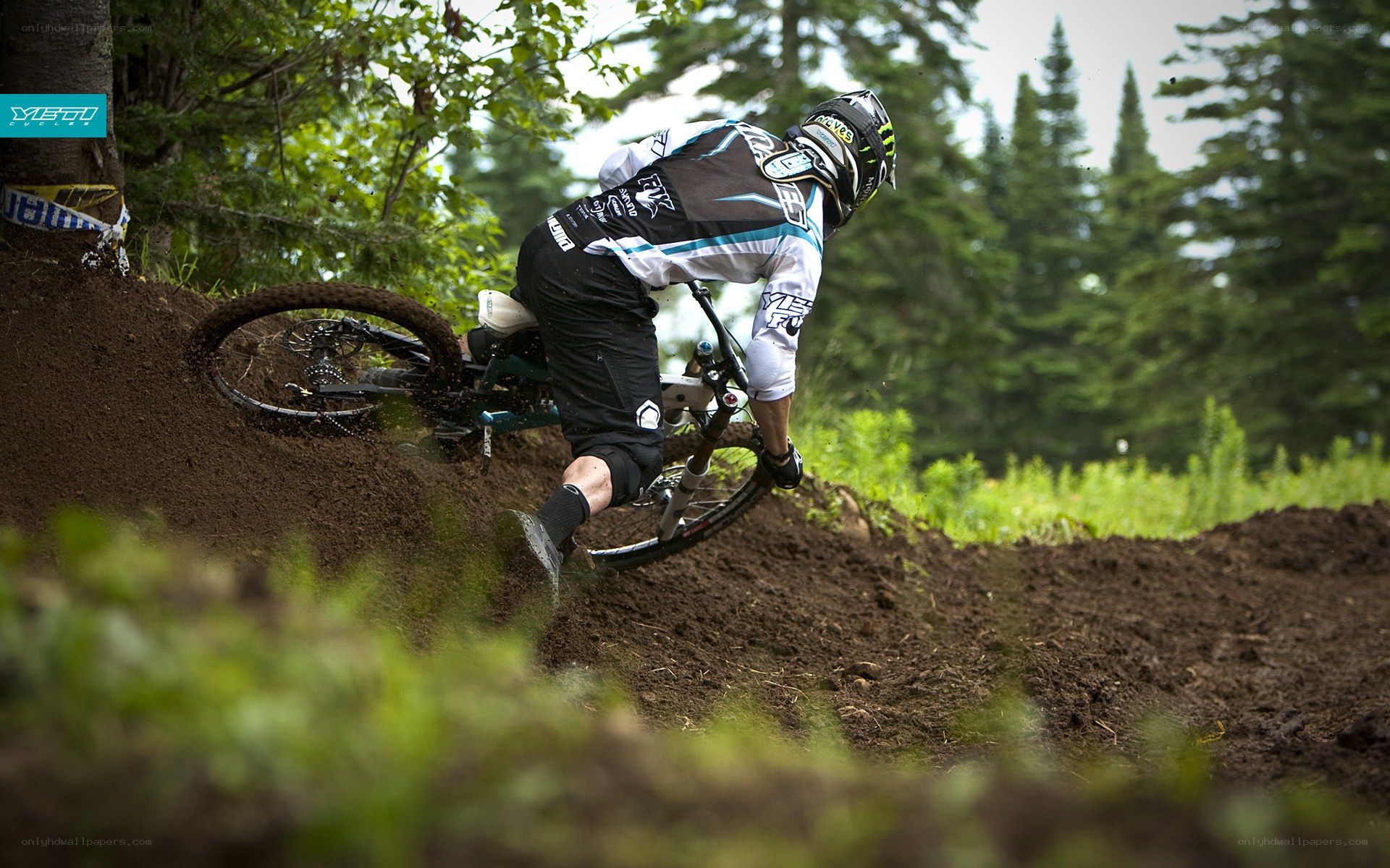 Mountain biker on dirt trail