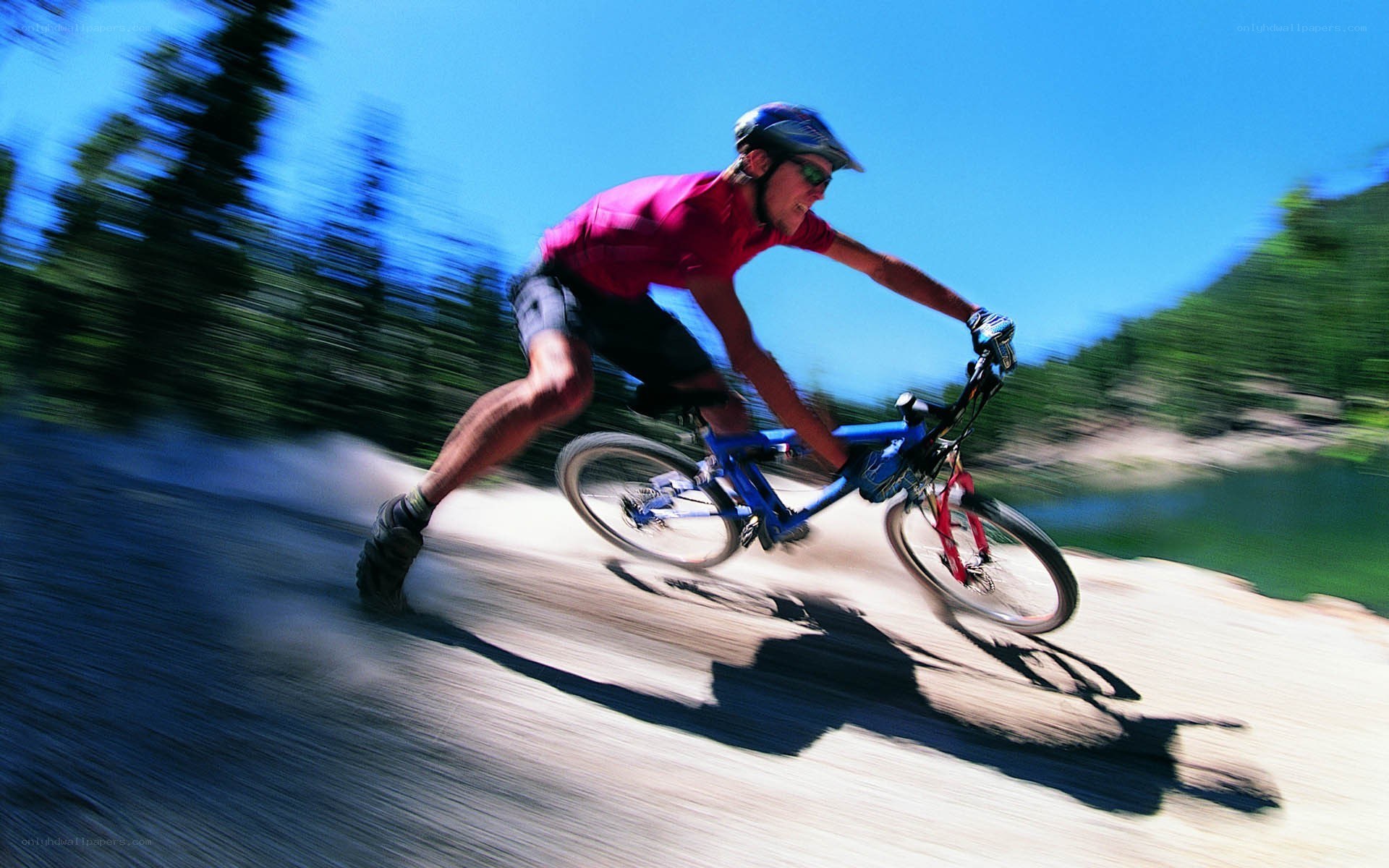 Mountain biker on dirt trail