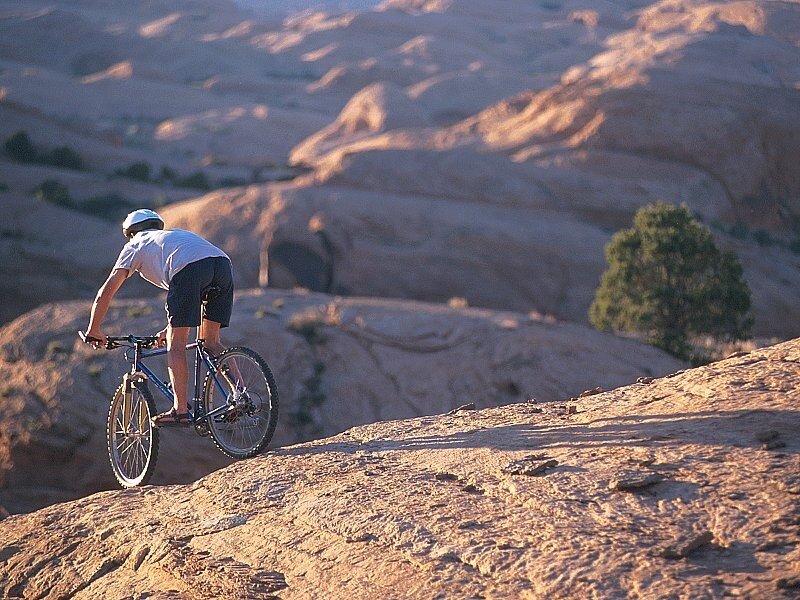 Mountain biker on rocky trail