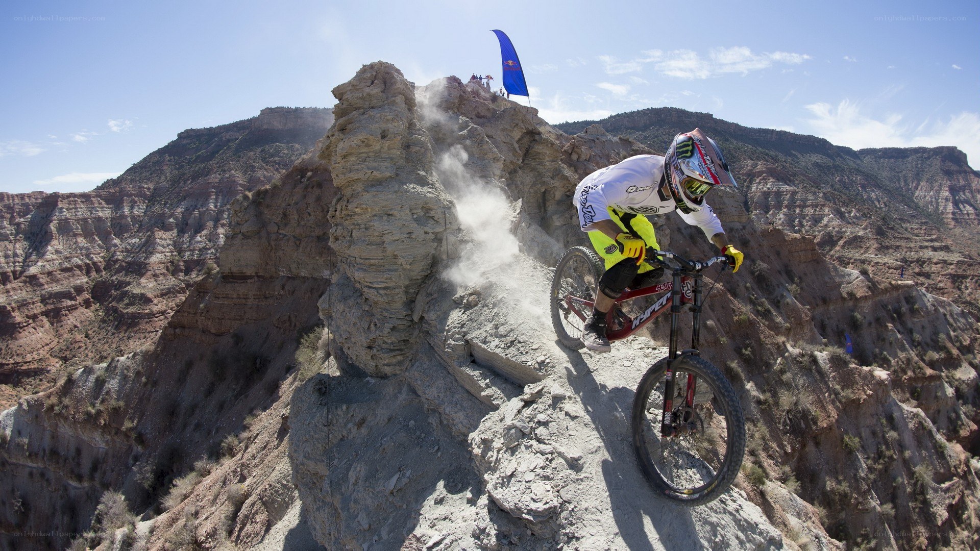 Mountain biker on rocky trail