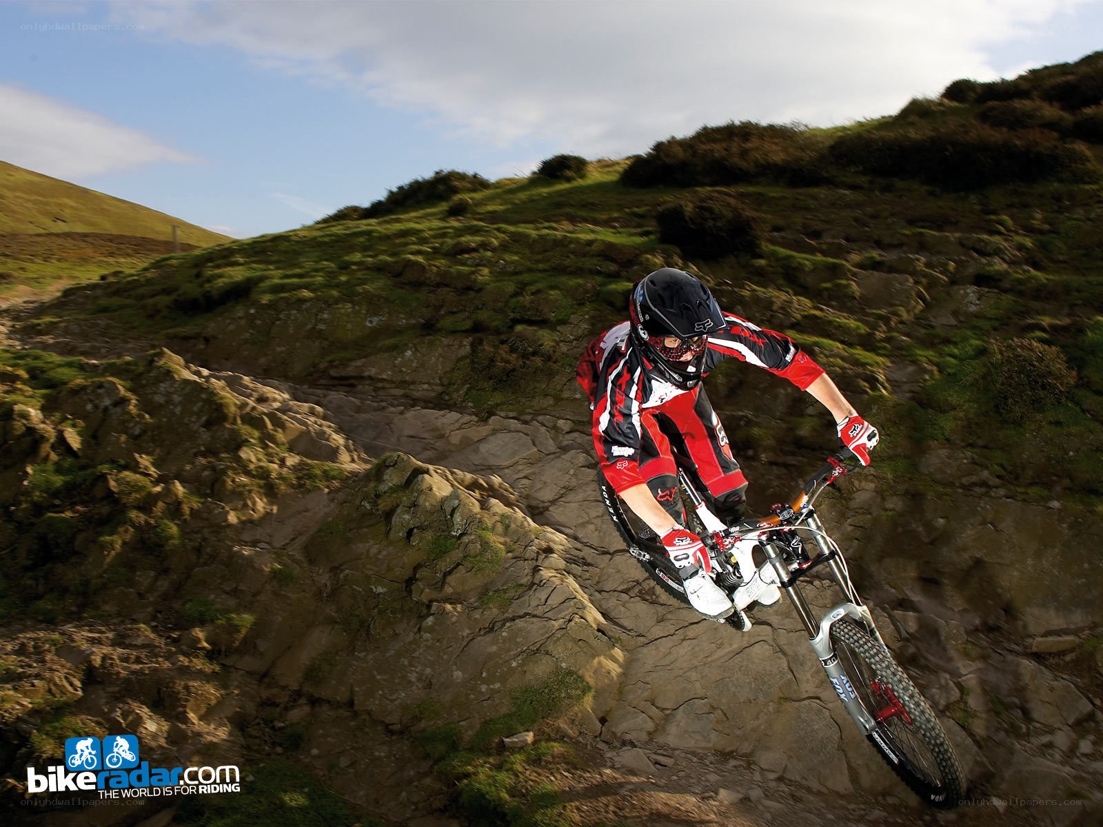 Mountain biker on rocky trail