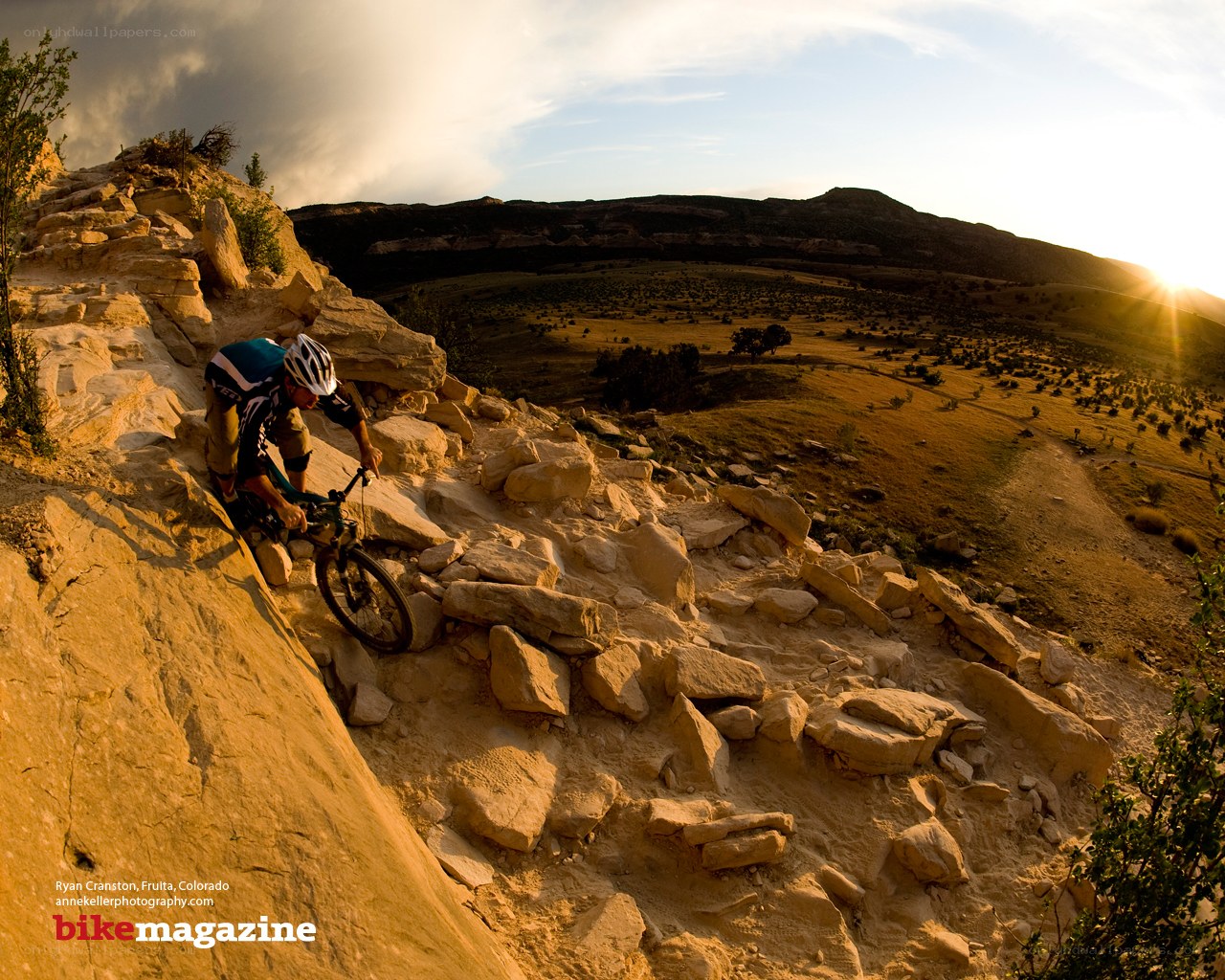 Mountain biker on rocky trail