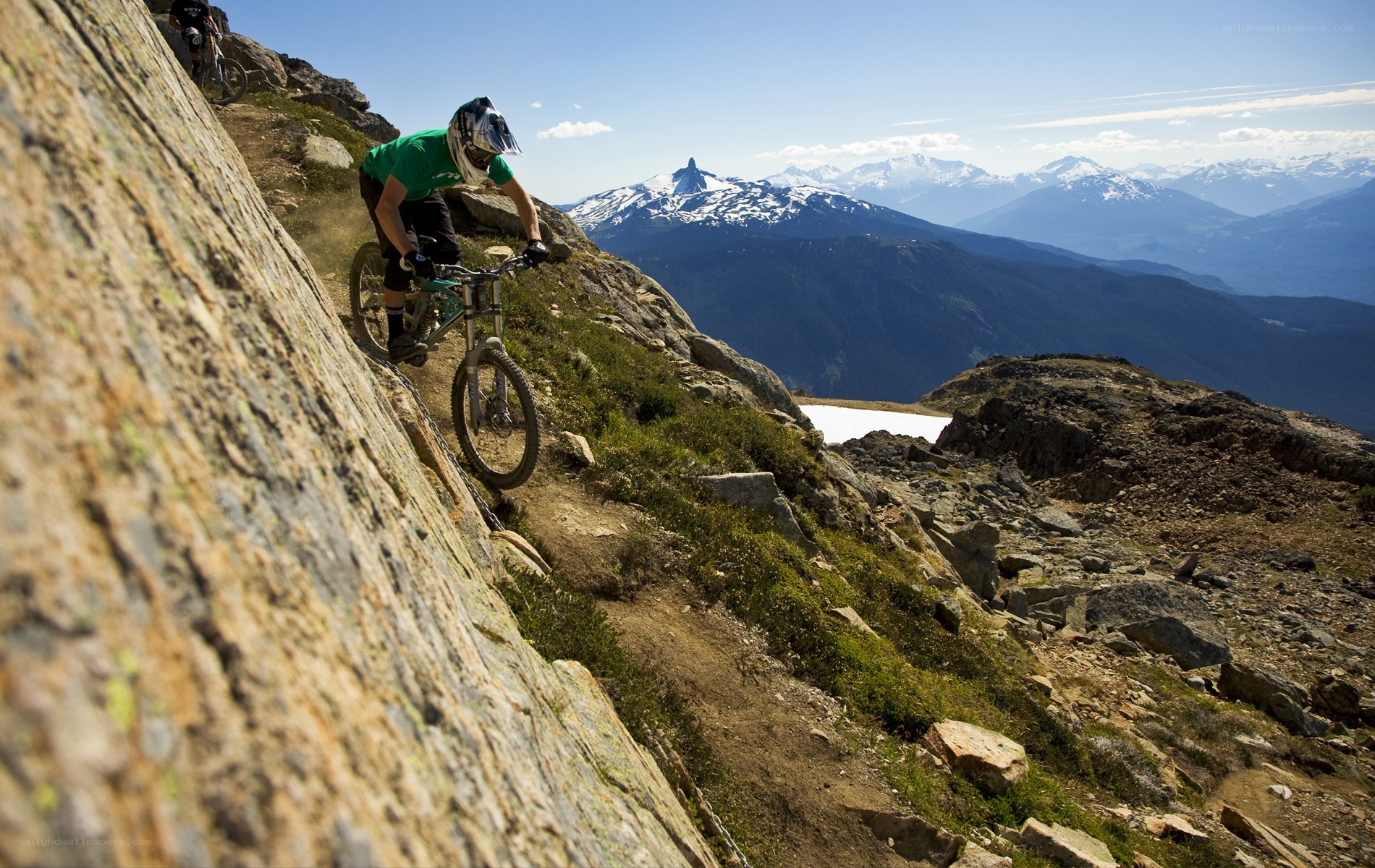 Mountain biker on steep trail