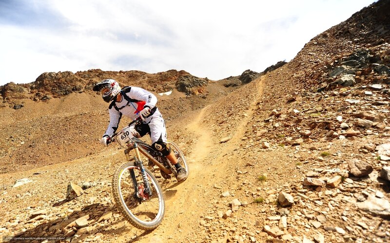 Mountain Biker on Trail — Brown, Dramatic, Afternoon