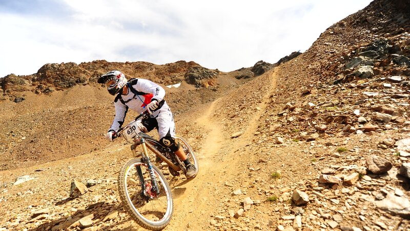 Mountain Biker on Trail — Brown, Dramatic