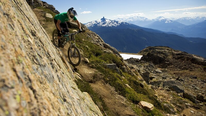 Mountain Biker on Trail — Green