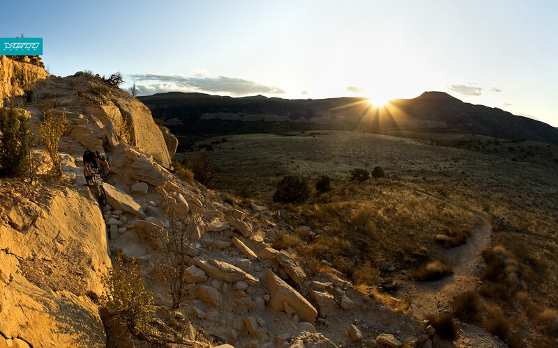 Mountain biking at sunset