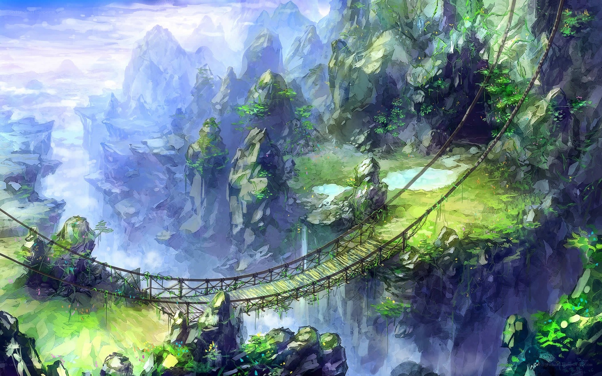 Mountain bridge landscape