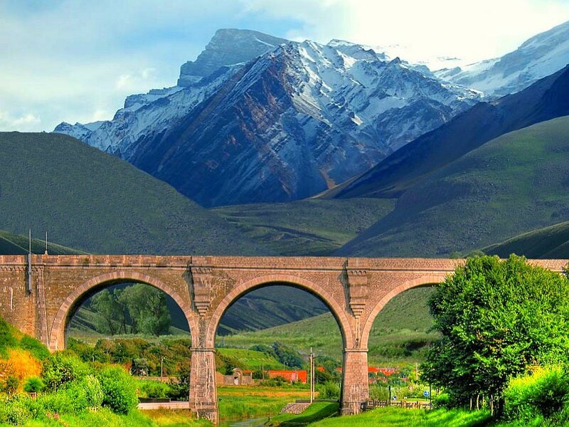 Mountain bridge landscape