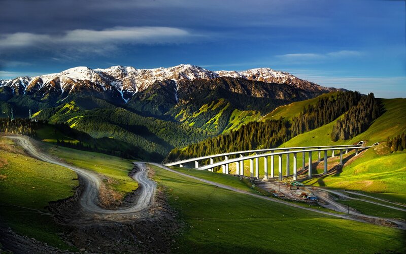 Mountain Bridge Landscape — Green