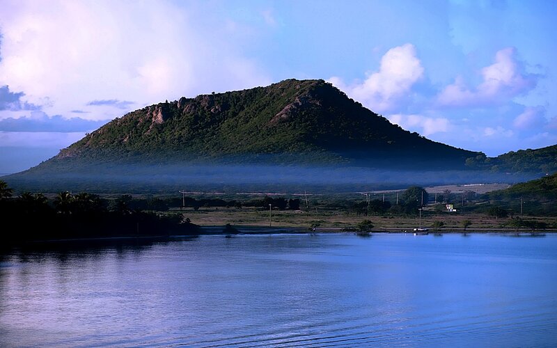 Mountain by a lake