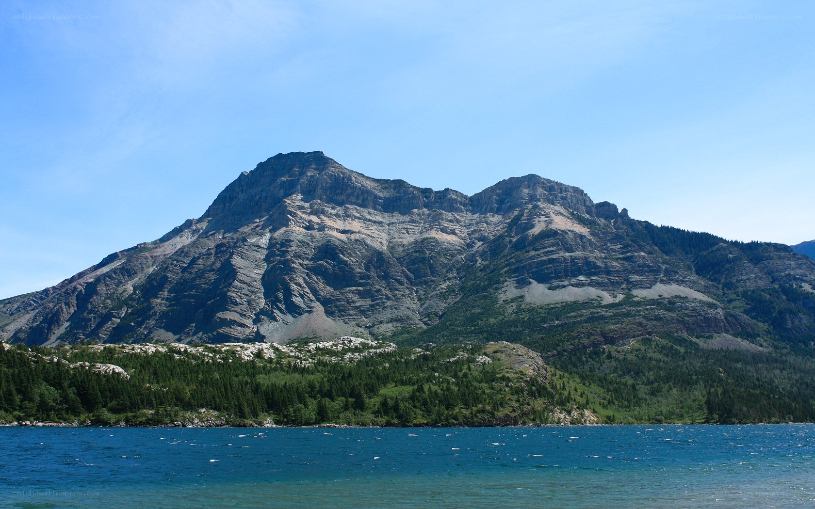Mountain by a lake