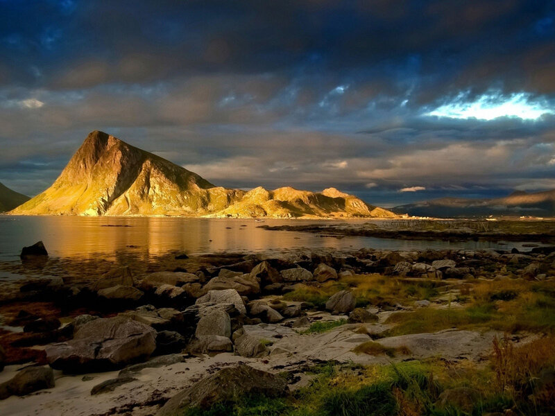 Mountain by the Sea — Blue, Dramatic