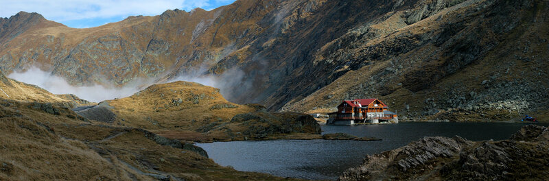Mountain Cabin by Lake — Brown