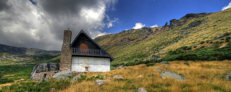 Mountain cabin in a scenic landscape