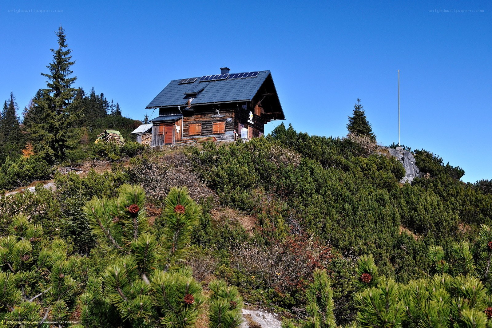 Mountain cabin on a sunny day