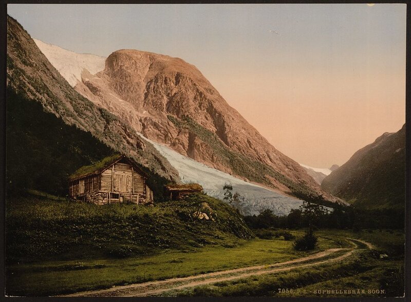 Mountain cabin with glacier view