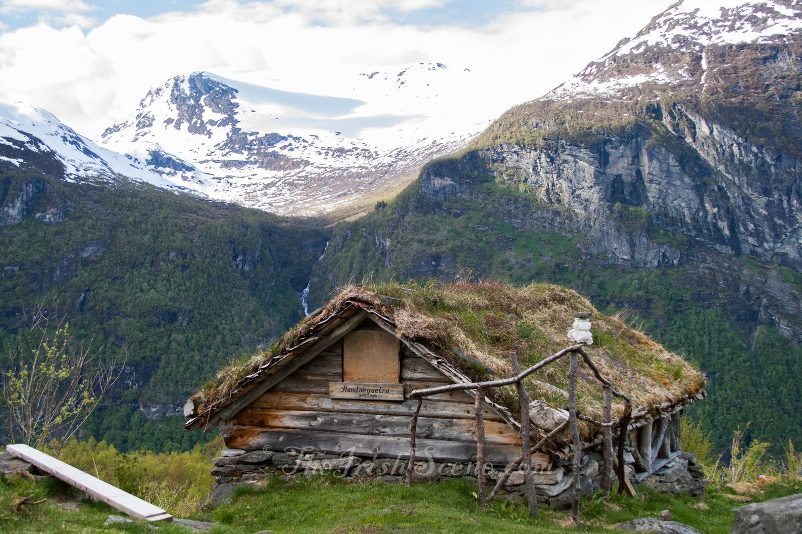 Mountain cabin with grass roof