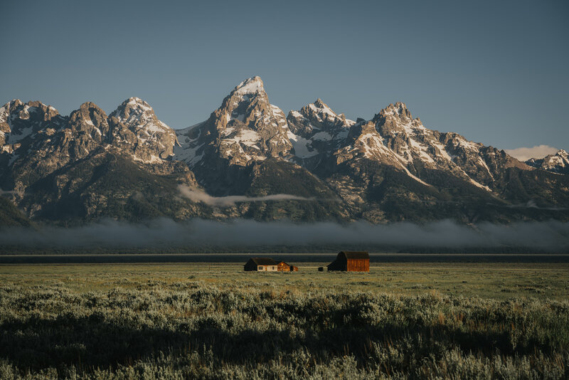 Mountain Cabins in Valley — Green