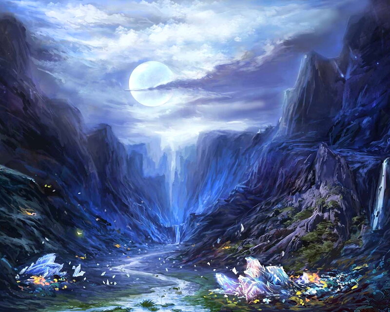 Mountain Canyon at Night