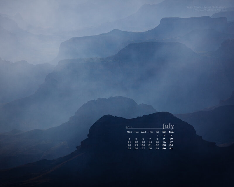 Mountain Canyon Landscape — Blue, Misty