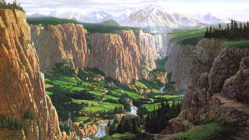 Mountain Canyon Landscape — Green, Serene
