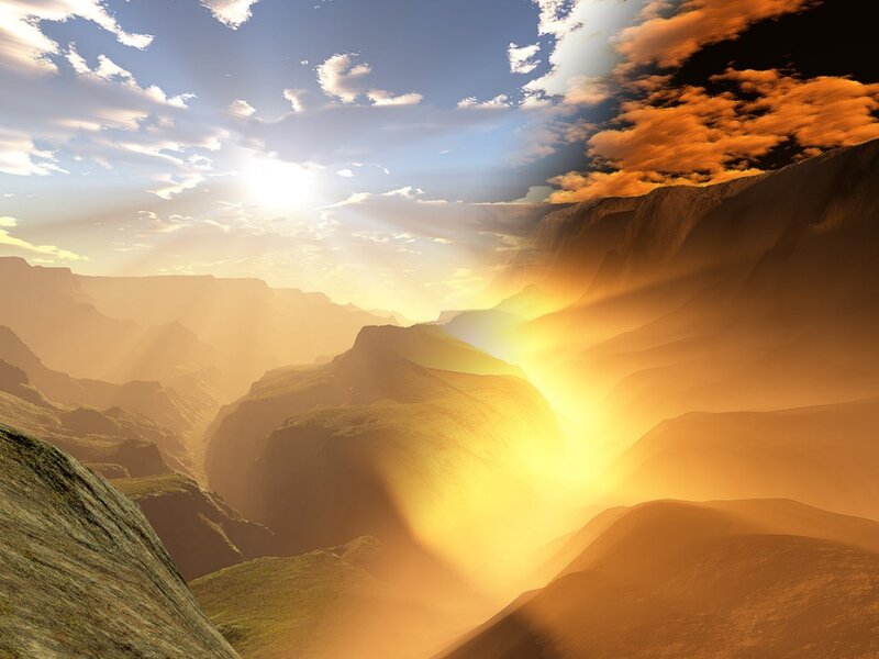 Mountain Canyon Landscape — Orange
