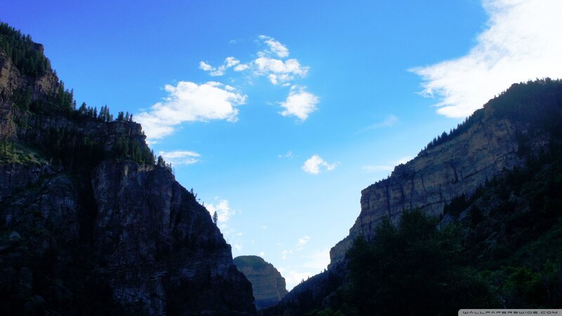 Mountain canyon under blue sky