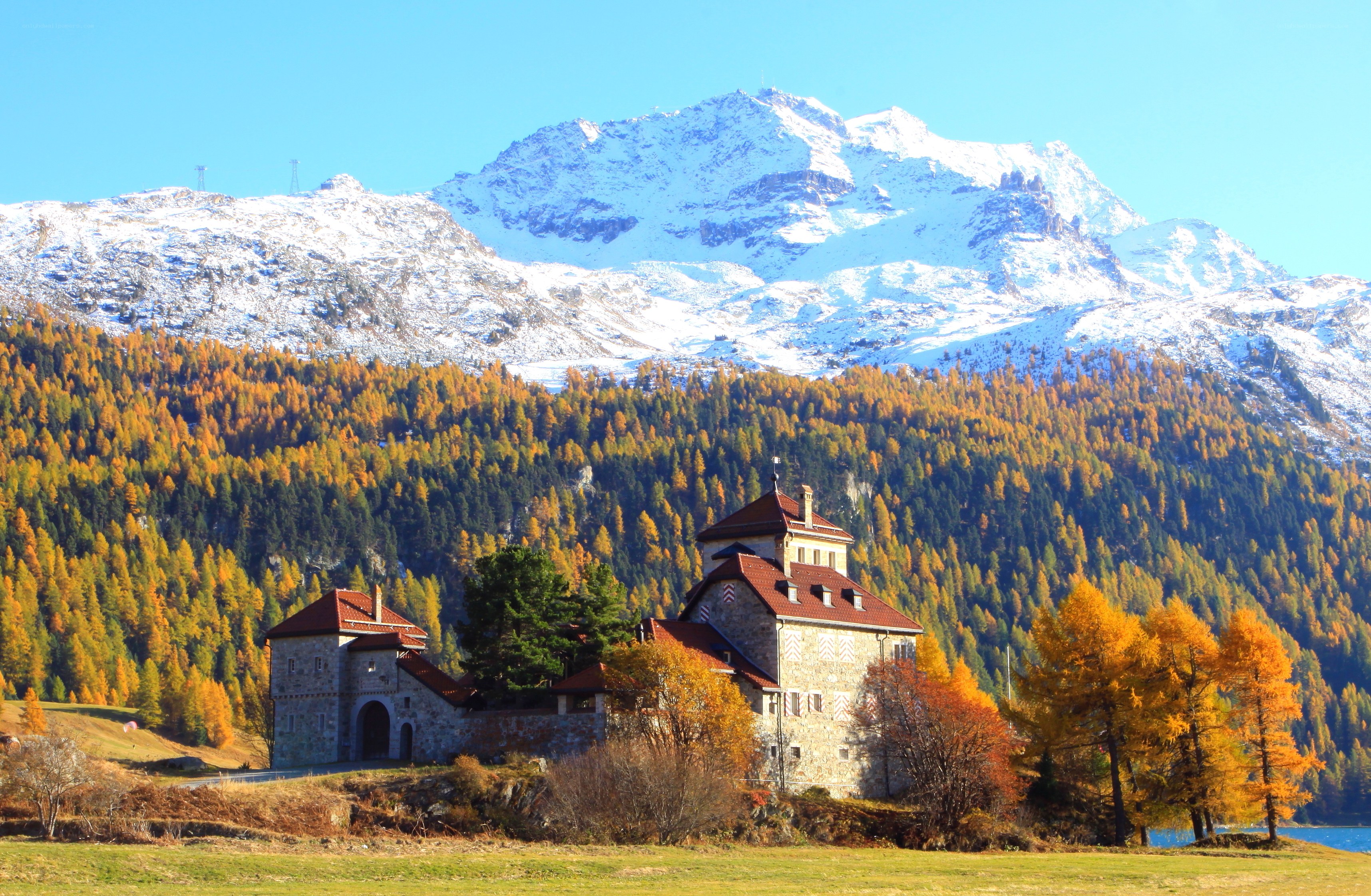 Mountain castle in autumn