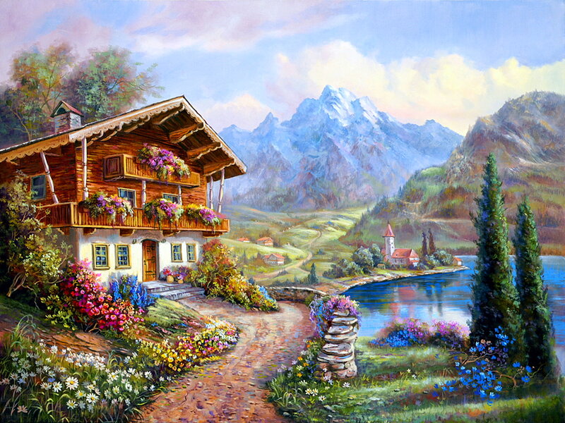 Mountain Chalet by Lake
