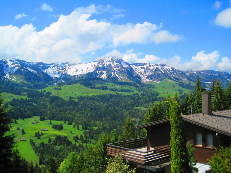 Mountain chalet with alpine view
