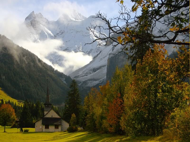 Mountain Chapel in Autumn