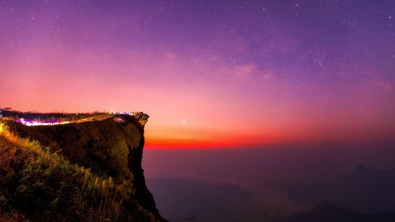 Mountain Cliff at Night