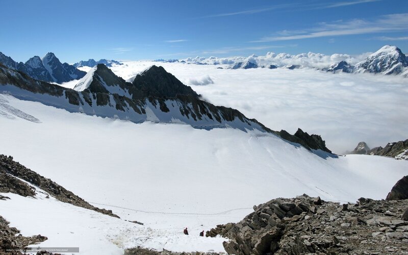 Mountain Climbers on Glacier