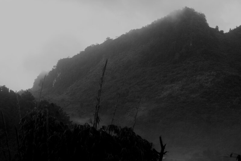Mountain Covered in Fog — Black