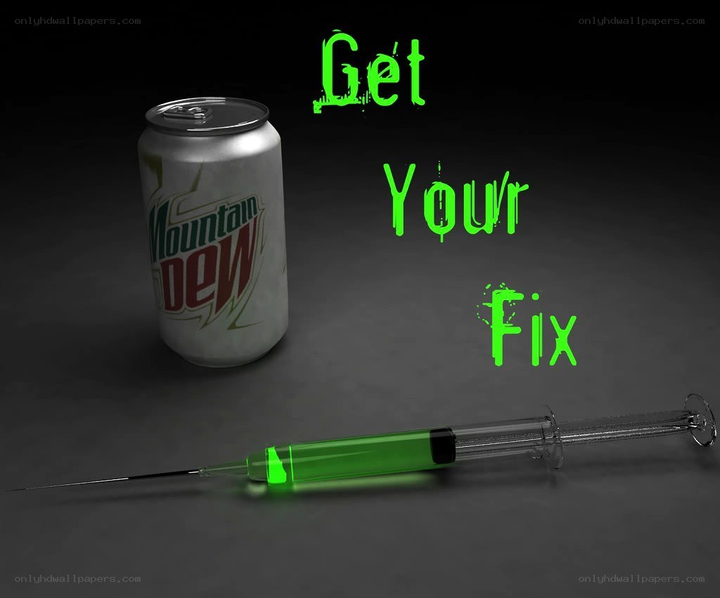 Mountain Dew and syringe