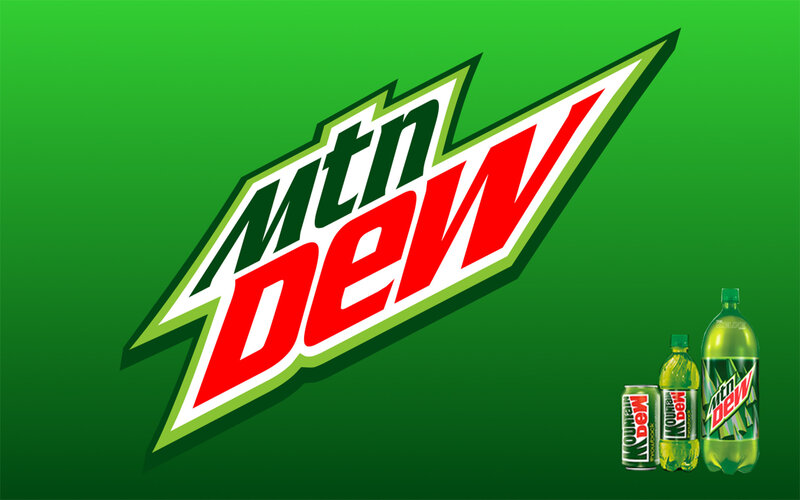 Mountain Dew Logo and Bottles