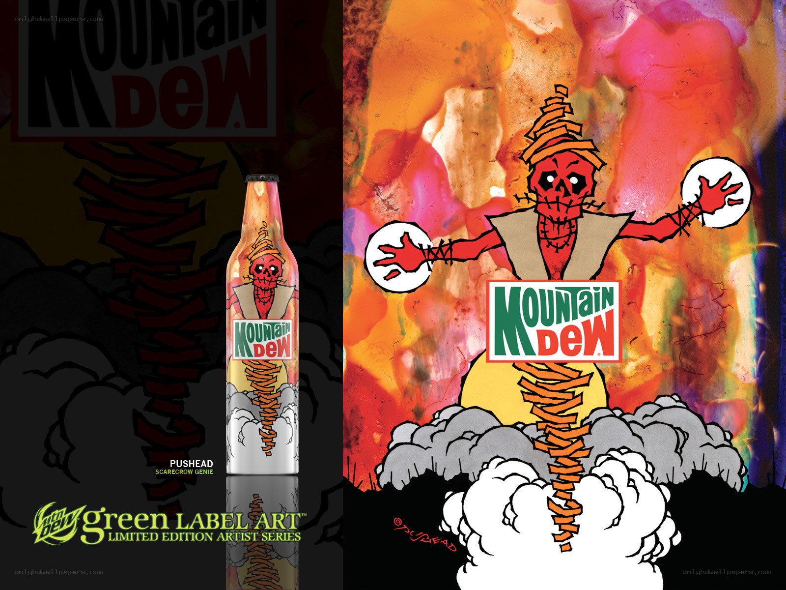 Mountain Dew scarecrow art